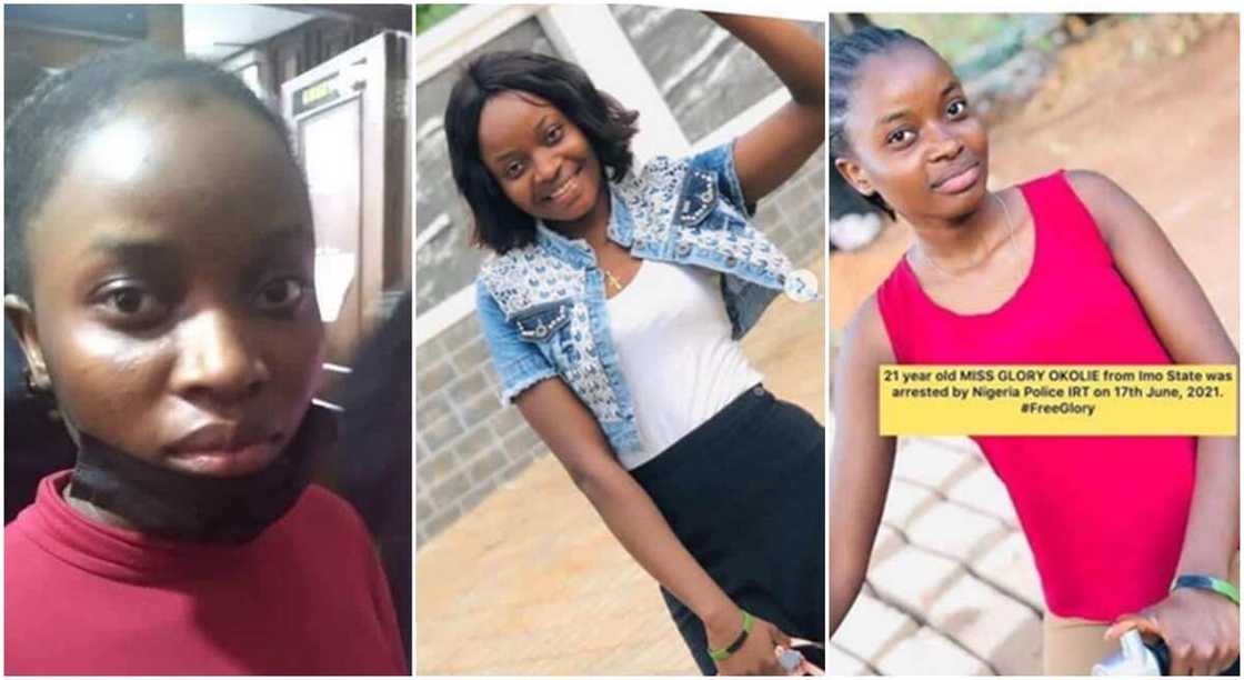 Nigerian lady named Glory Okolie has finally regained her freedom after being detained for alleged terrorism. Nigerian lady named Glory Okolie has finally regained her freedom after being detained for alleged terrorism.