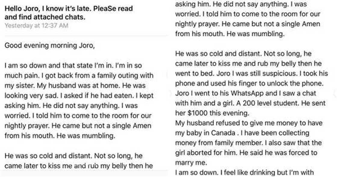 Pregnant wife discovers her husband impregnates a 200-level student, wants her to keep it