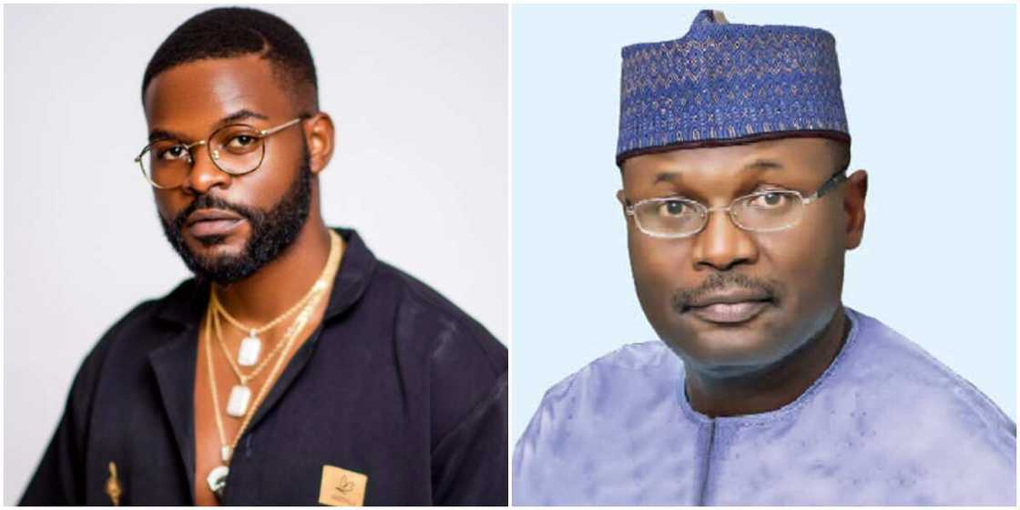 Falz, INEC chairman Mahmood Yakubu Falz, INEC chairman Mahmood Yakubu
