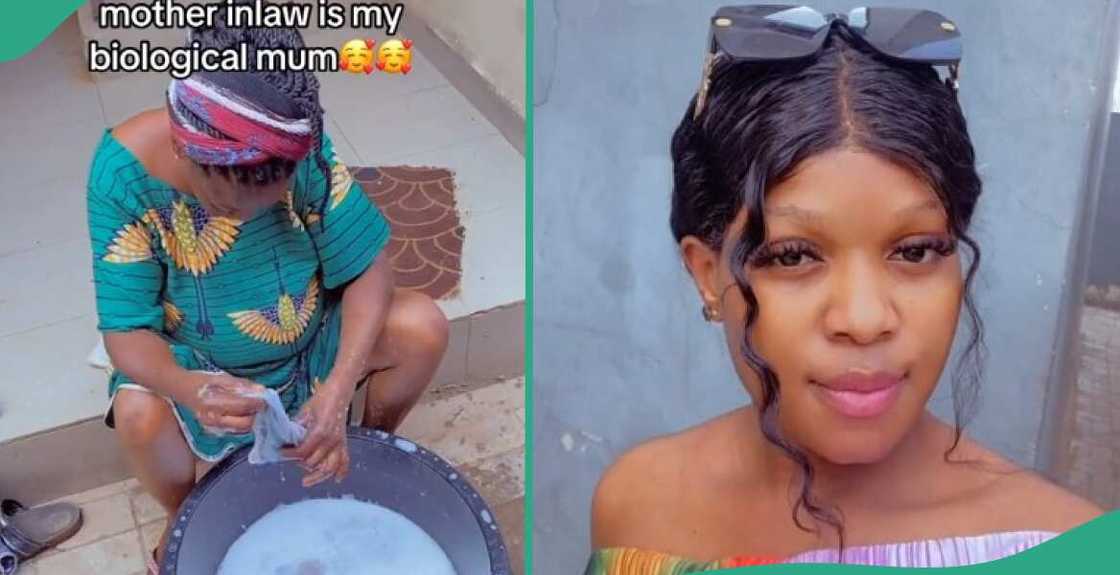 Lady shows her mother-in-law washing her underwears Lady shows her mother-in-law washing her underwears