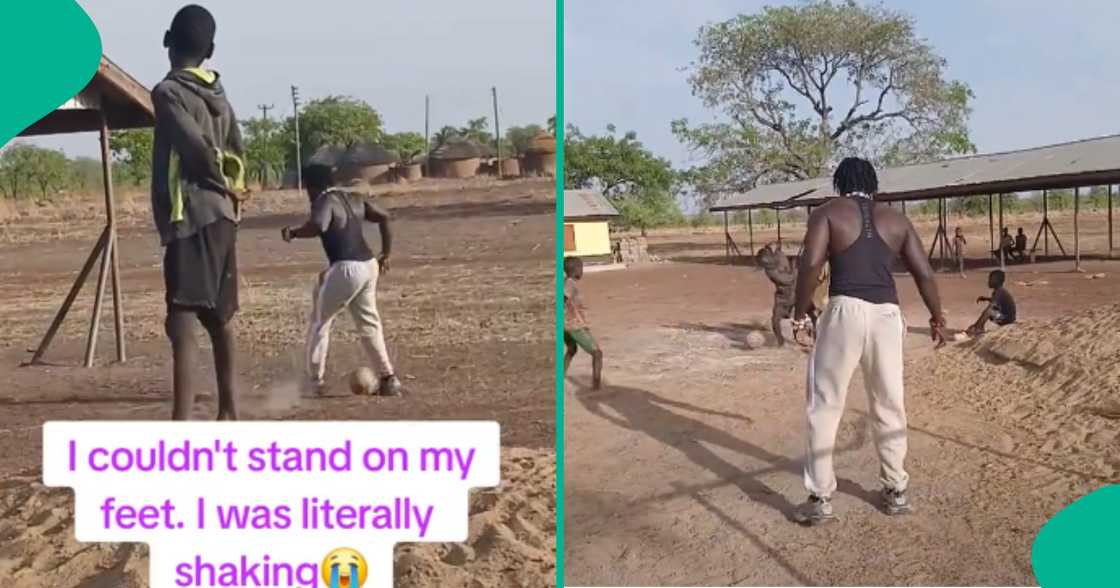 Lady emotional after spotting Verydarkman in community playing ball with kids, shares video Lady emotional after spotting Verydarkman in community playing ball with kids, shares video
