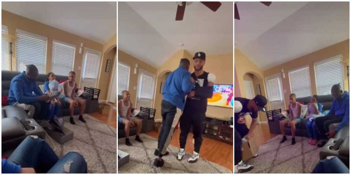 Video shows cute moment man gifted his ex-wife's current husband sneakers for taking care of his kids