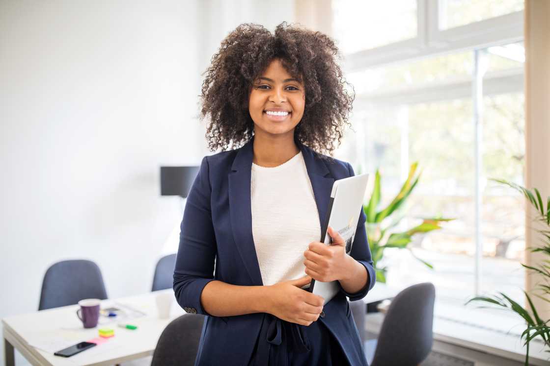 A relaxed woman in an office A relaxed woman in an office