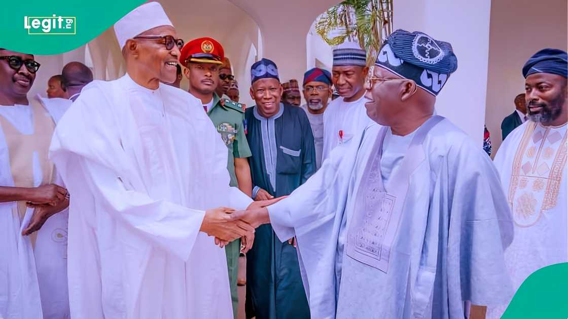 Buhari and Tinubu pictured together during a past political event, showing unity Buhari and Tinubu pictured together during a past political event, showing unity