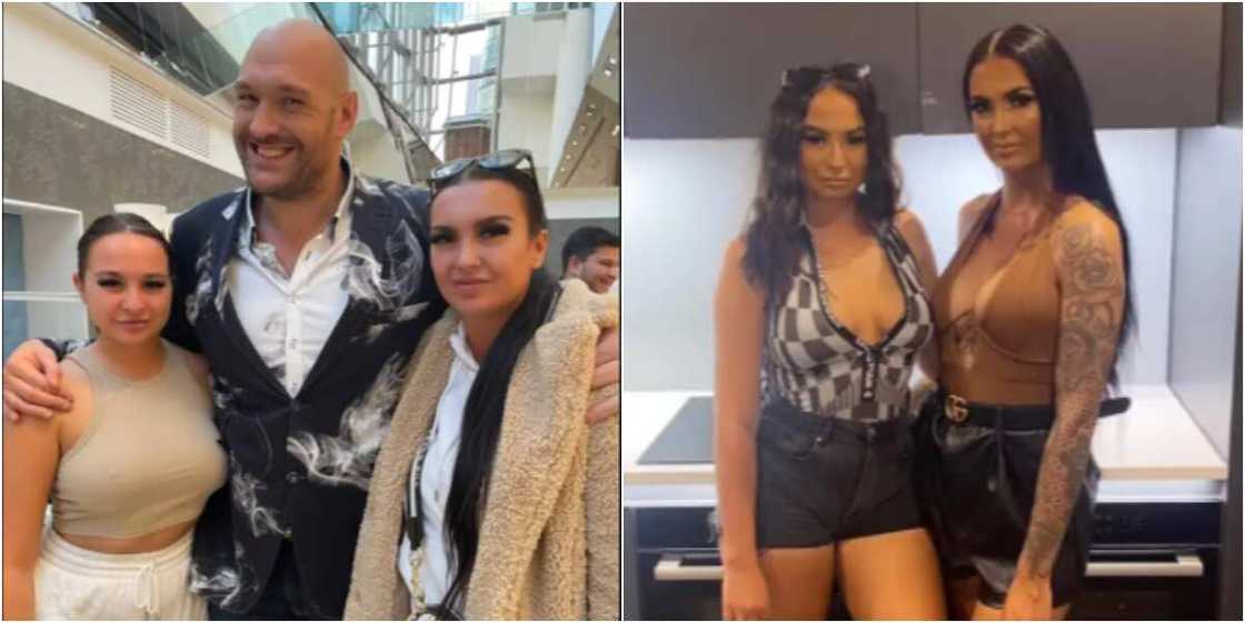 Fury drinks with ladies who asked for selfies Fury drinks with ladies who asked for selfies