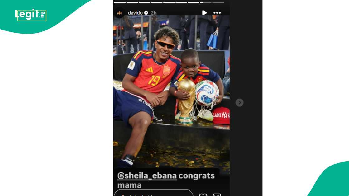Davido celebrates Lamine Yamal and Spain's victory at 2026 World Cup. Davido celebrates Lamine Yamal and Spain's victory at 2026 World Cup.