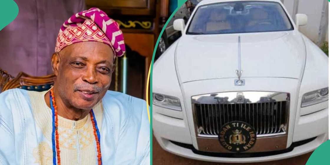 Oba Rasheed Ladoja’s gleaming exotic car draws admiration as he arrives for his coronation.