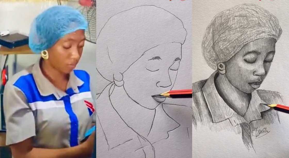 Photos of a restaurant lady drawn by an artist. Photos of a restaurant lady drawn by an artist.