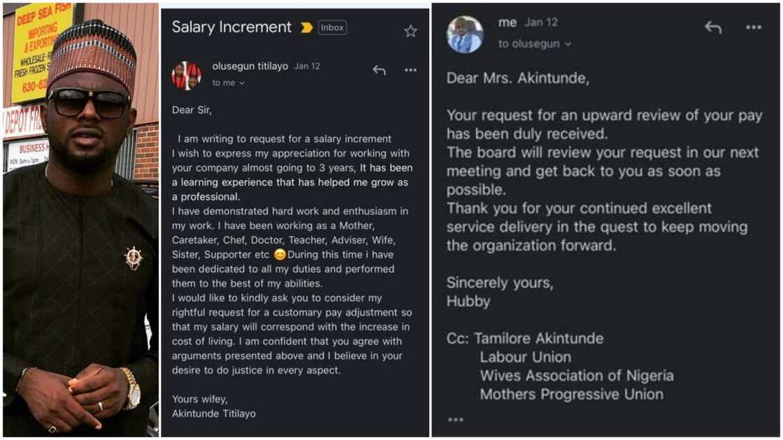 Dear sir, I want salary increment - Husband shares photo of email proposal wife sent him to ask for more Dear sir, I want salary increment - Husband shares photo of email proposal wife sent him to ask for more
