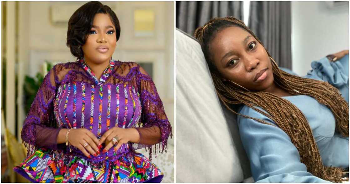 Actress Toyin Abraham and Twitter user Oyinlee Actress Toyin Abraham and Twitter user Oyinlee