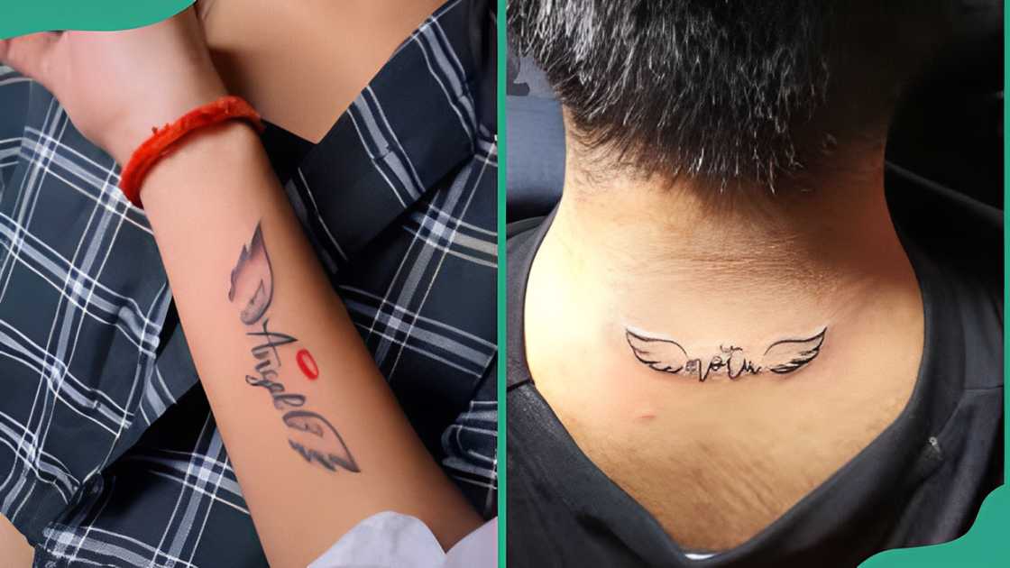 Angel name tattoo