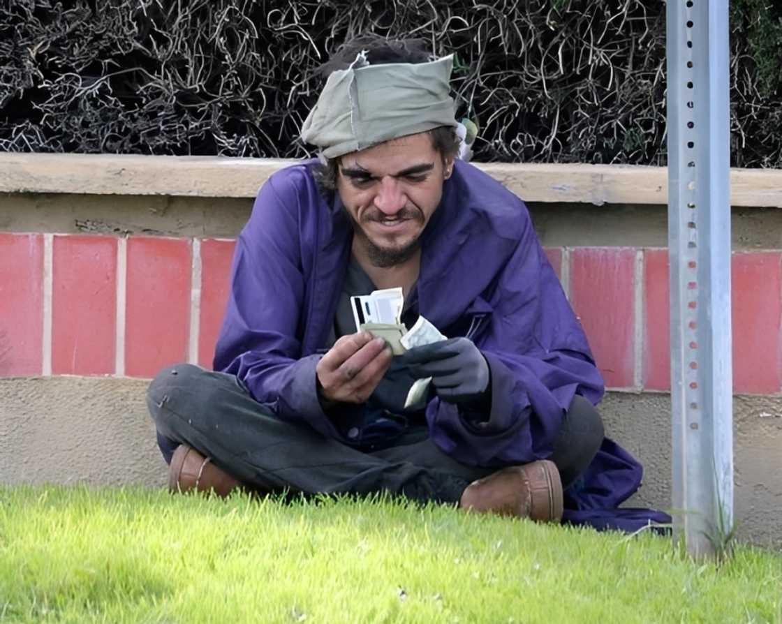 Tylor Chase sits on a grass patch Tylor Chase sits on a grass patch