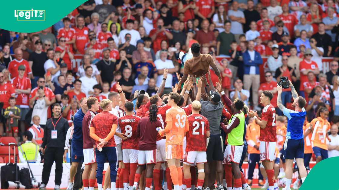 Taiwo Awoniyi, Nottingham Forest, City Ground, Nottingham, Brest. Taiwo Awoniyi, Nottingham Forest, City Ground, Nottingham, Brest.