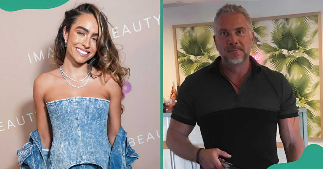 Sommer Ray and her stepfather, Brent Richards, pose, standing in different places.