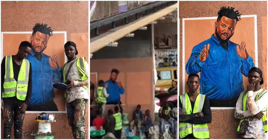 Photos of Sabinus' painting and two artists Photos of Sabinus' painting and two artists