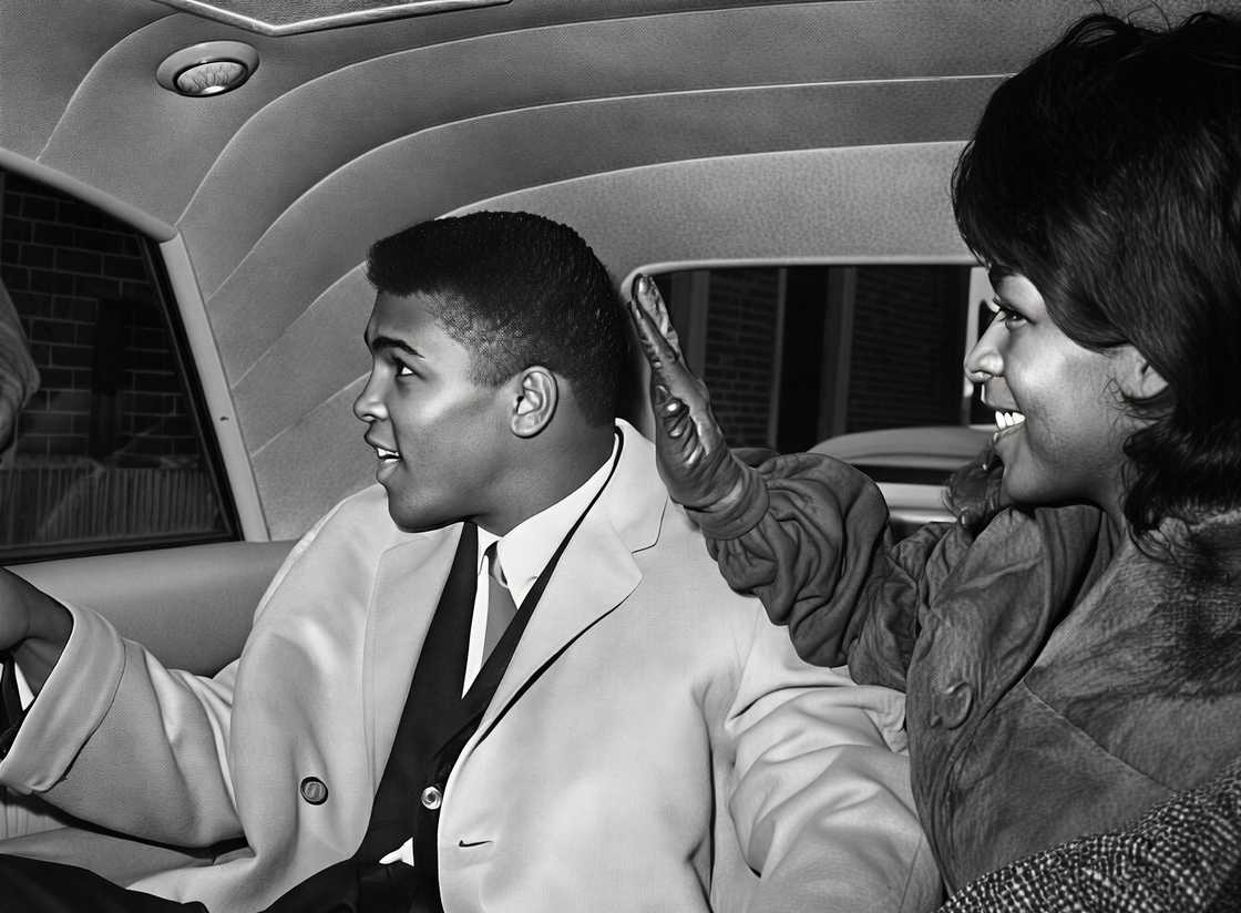 Muhammad Ali and his wife Sonji Roi sit in a car, leaving Boston City Hospital Muhammad Ali and his wife Sonji Roi sit in a car, leaving Boston City Hospital