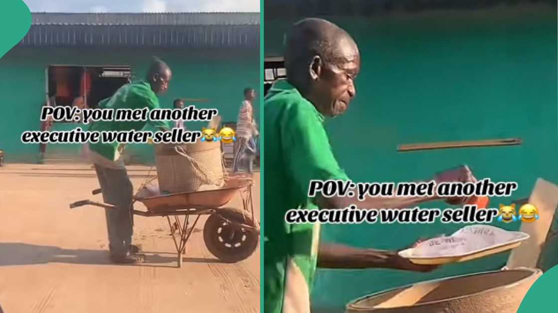 Mixed reactions trail video of man selling pure water with tray and spoon