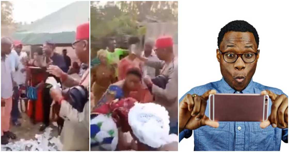 Nigerians react to a video from Imo wedding in which a rich man wiped couple's faces with a dollar and left with the same cash Nigerians react to a video from Imo wedding in which a rich man wiped couple's faces with a dollar and left with the same cash