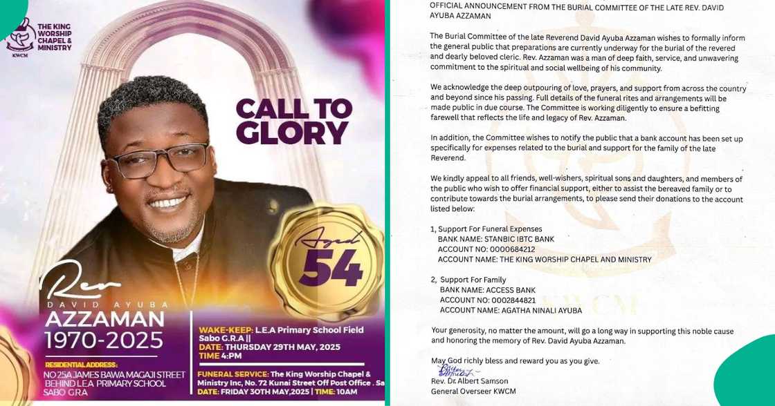 Reverend Azzaman’s family announces his burial arrangements days after he died while returning to Kaduna. Reverend Azzaman’s family announces his burial arrangements days after he died while returning to Kaduna.