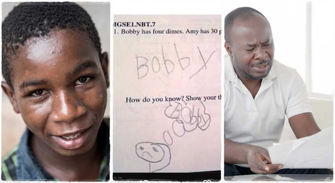 A school kid gave a funny answer to an examination question. A school kid gave a funny answer to an examination question.