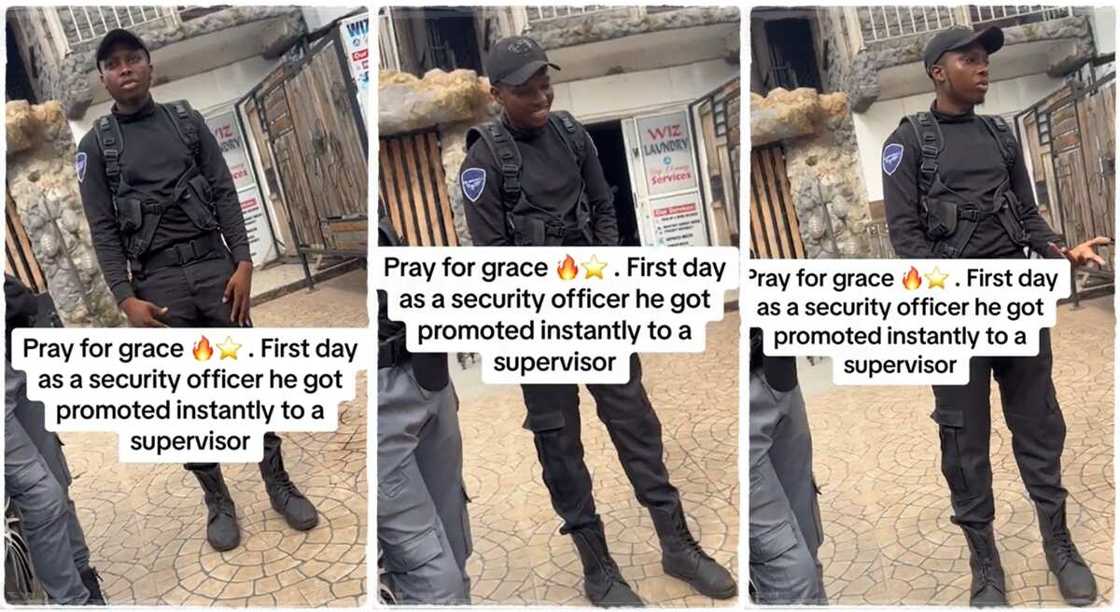 Photos of a security man who got a promotion.