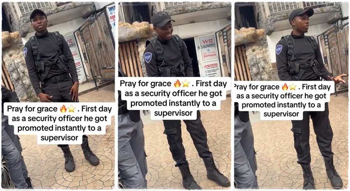 Photos of a security man who got a promotion. Photos of a security man who got a promotion.