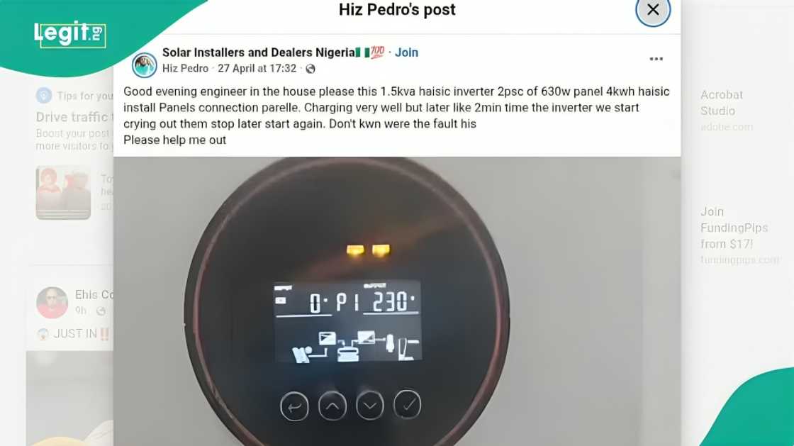 Man with solar panels complains about 1.5kVA inverter performance