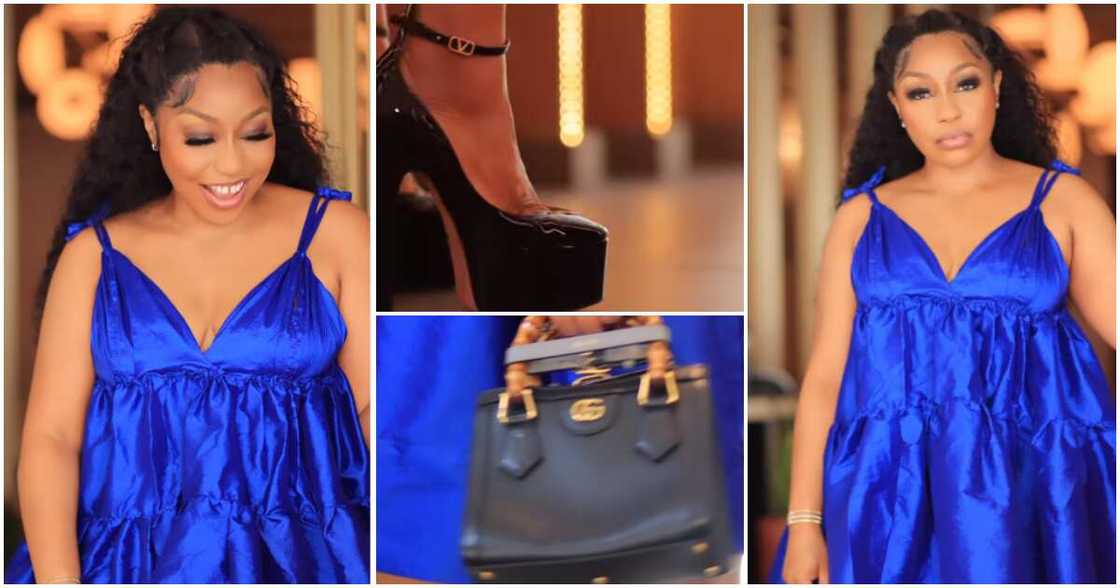 Rita Dominic displays fashion statement in video.