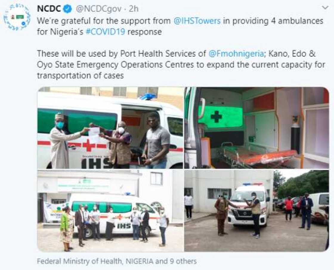 NCDC announces donation of ambulances by IHS Nigeria towards fight against COVID-19 NCDC announces donation of ambulances by IHS Nigeria towards fight against COVID-19