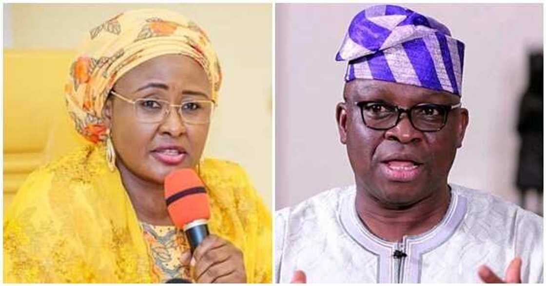 Ya zama dole Aisha Buhari ta yi bayanin abunda ya faru da masu hana ruwa gudu a Aso Rock - Fayose Ya zama dole Aisha Buhari ta yi bayanin abunda ya faru da masu hana ruwa gudu a Aso Rock - Fayose