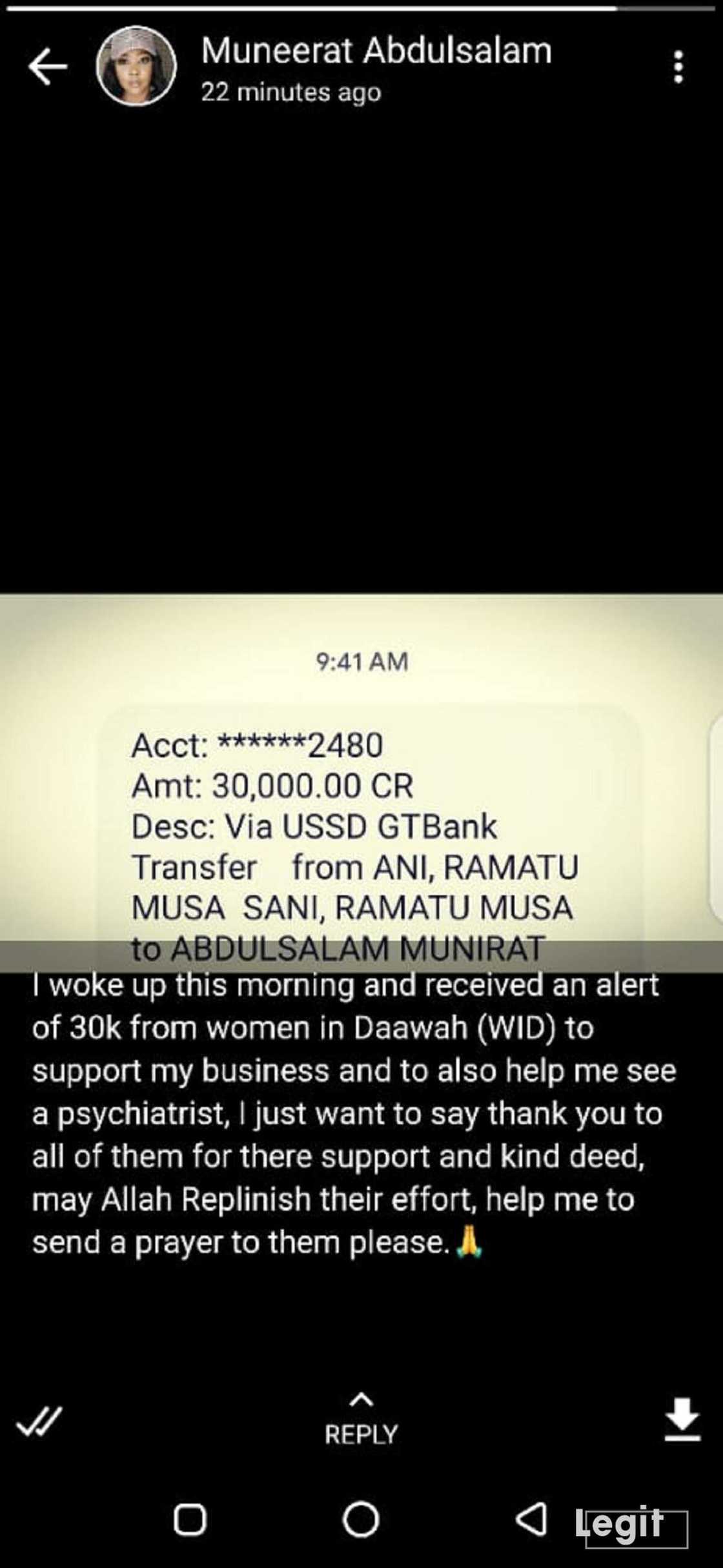 Muneerat Abdulsalam ta samu tallafi daga wata kungiya, za ta ga likitan kwakwalwa Muneerat Abdulsalam ta samu tallafi daga wata kungiya, za ta ga likitan kwakwalwa