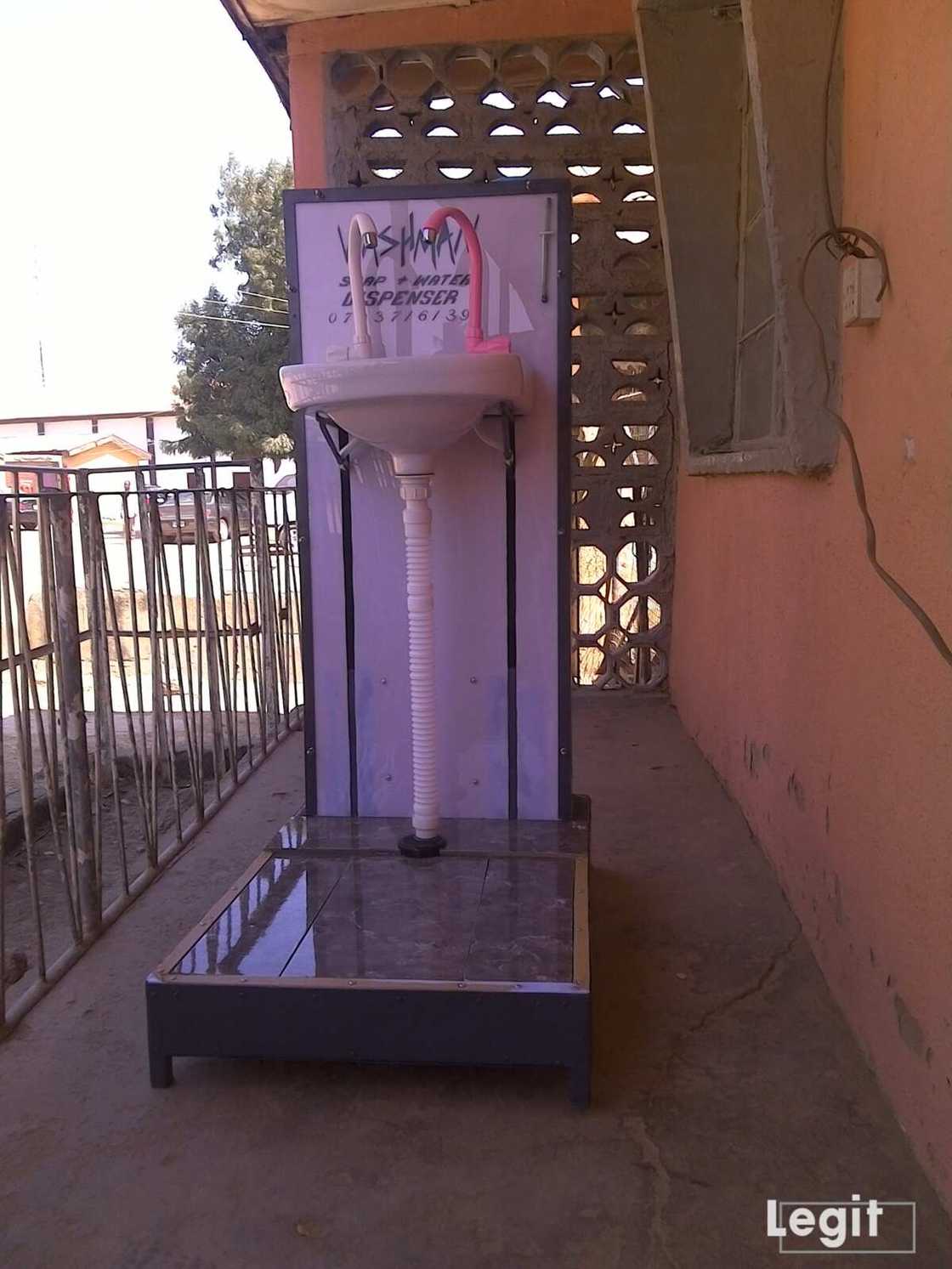 Nigerian genius builds locally-made hand-free hand-washing device; wants govt to support him Nigerian genius builds locally-made hand-free hand-washing device; wants govt to support him