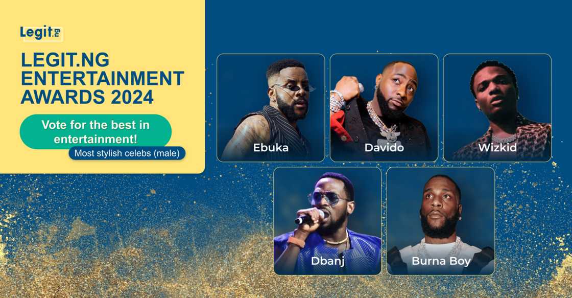 Most Stylish Male Celebrity, Legit.ng entertainment awards 2024 Most Stylish Male Celebrity, Legit.ng entertainment awards 2024