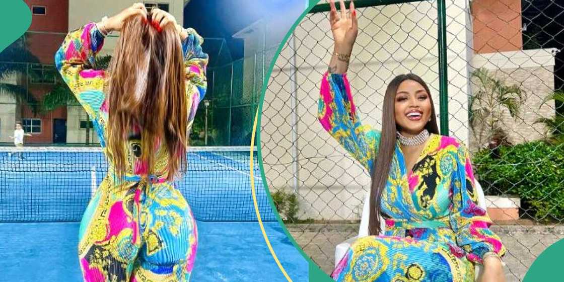 Actress Regina Daniels watching Ned Nwoko play tennis. Actress Regina Daniels watching Ned Nwoko play tennis.