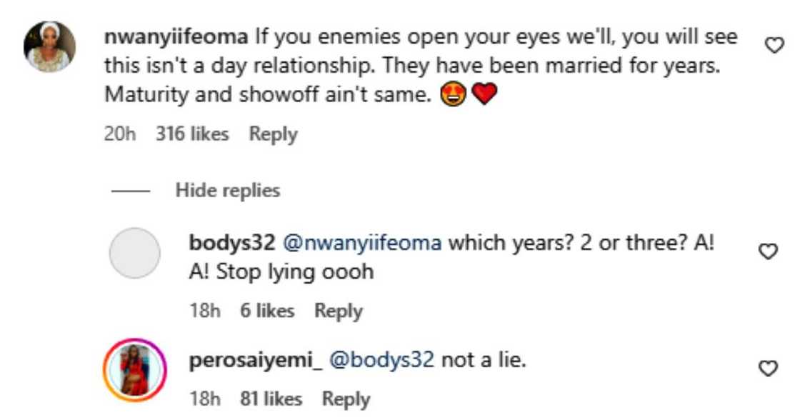 Pero Adeniyi admits she has been married for years. Pero Adeniyi admits she has been married for years.
