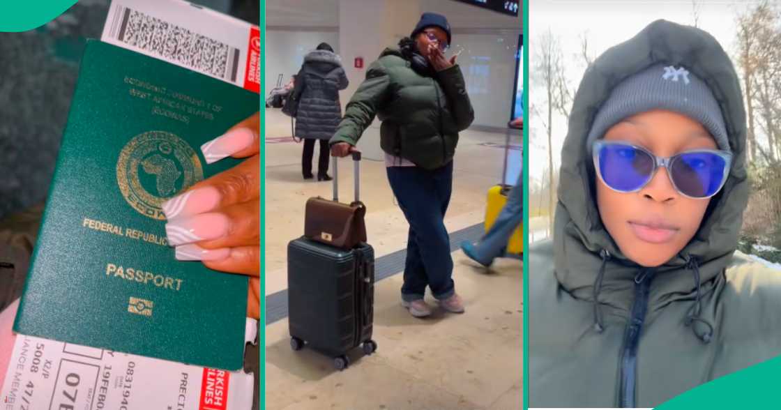 Lady showed off her passport as she jetted to Germany for her master's degree. Lady showed off her passport as she jetted to Germany for her master's degree.