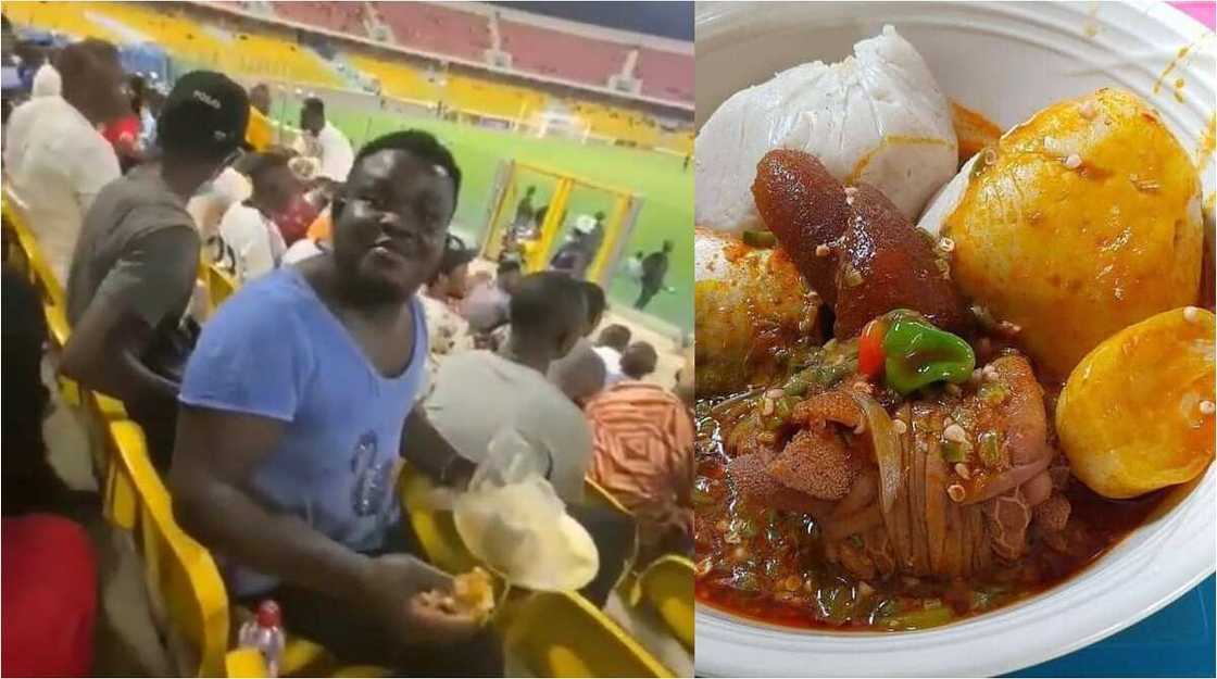 Banku and Okro devoured in the stadium by Ghanaian fan.
Photo: kingtundeednut Banku and Okro devoured in the stadium by Ghanaian fan.
Photo: kingtundeednut