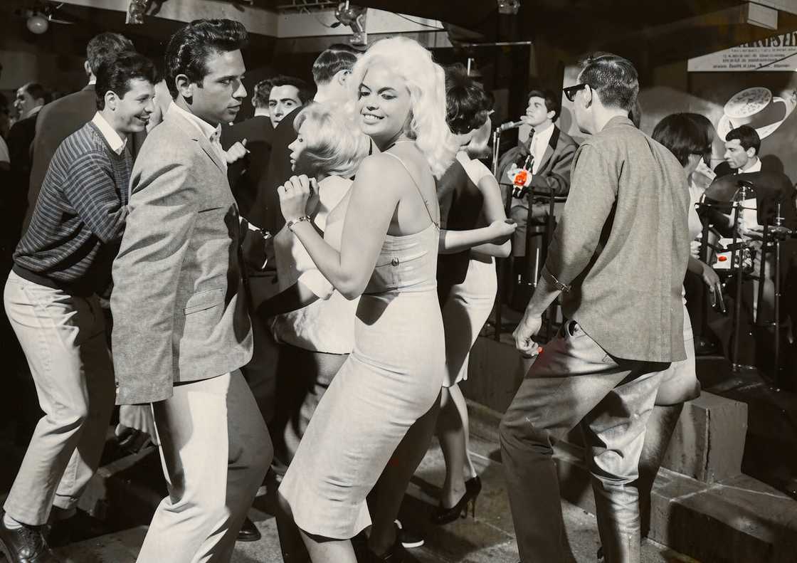 James Goldstein and Jayne Mansfield and other revellers dancing James Goldstein and Jayne Mansfield and other revellers dancing
