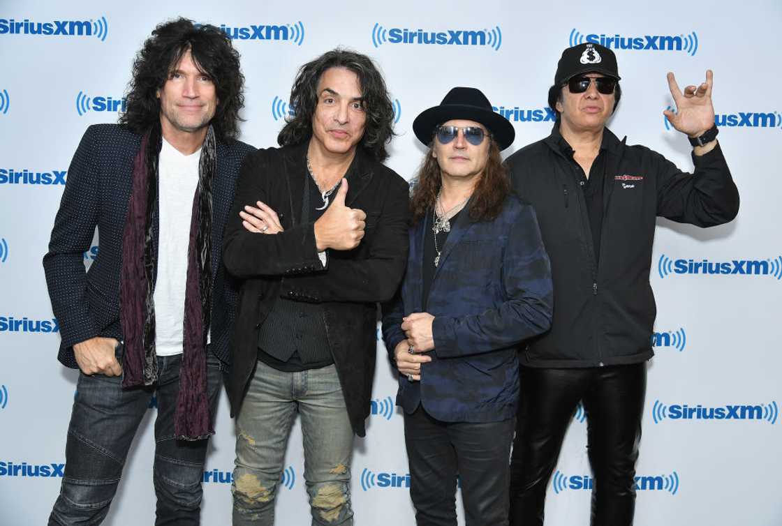 Tommy Thayer, Paul Stanley, Eric Singer and Gene Simmons of the band KISS at SiriusXM's Town Hall with KISS Tommy Thayer, Paul Stanley, Eric Singer and Gene Simmons of the band KISS at SiriusXM's Town Hall with KISS