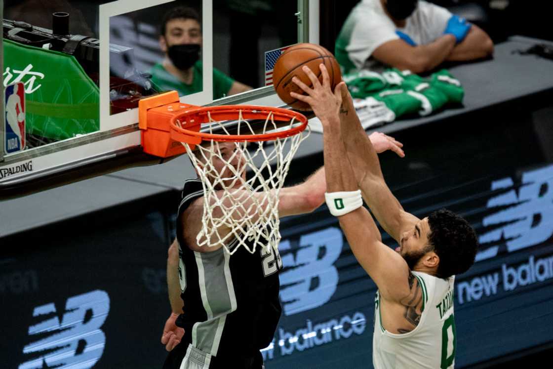 Jayson Tatum of the Boston Celtics against the San Antonio Spurs at TD Garden in Boston, Massachusetts Jayson Tatum of the Boston Celtics against the San Antonio Spurs at TD Garden in Boston, Massachusetts