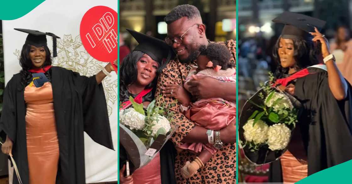 Nigerian Lady Graduates From UK University with First Class, Appreciates Her Husband as Video Trends