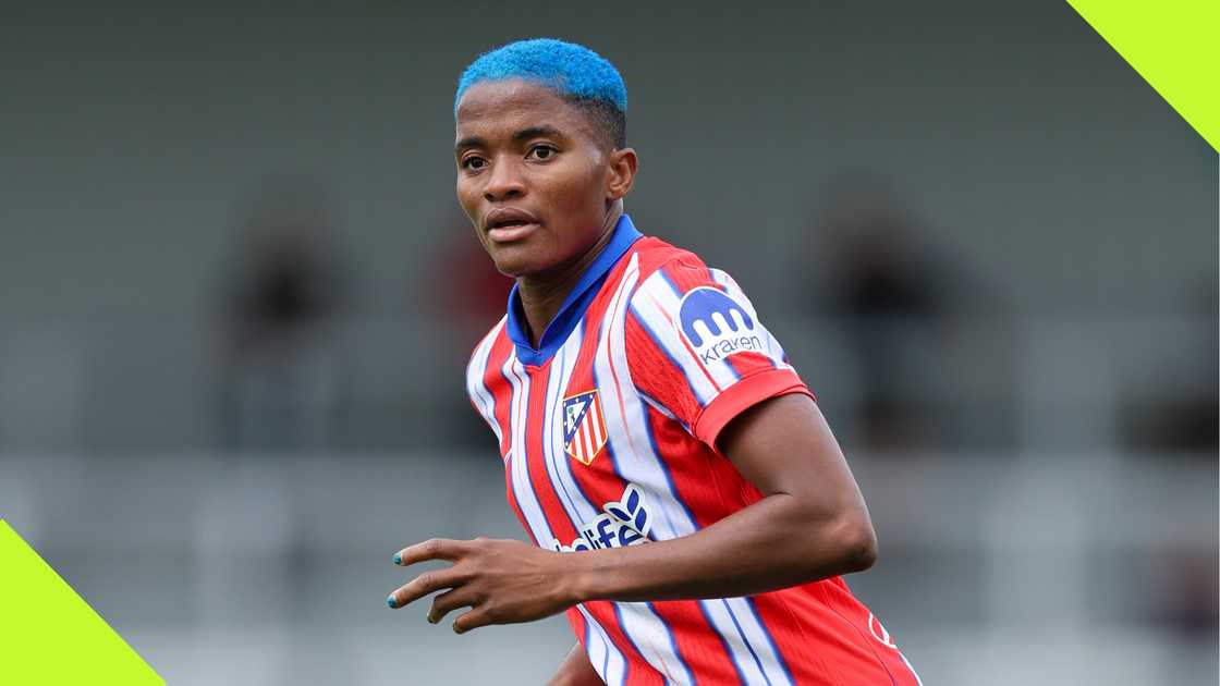 Rasheedat Ajibade in action for Atletico Feminino Rasheedat Ajibade in action for Atletico Feminino