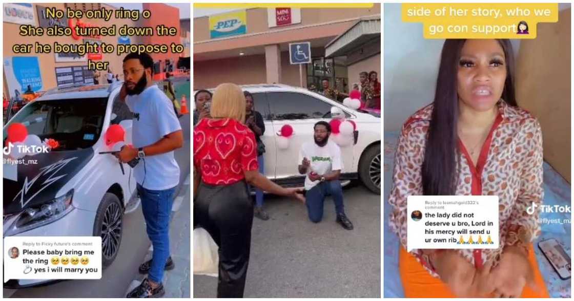 Nigerian lady rejects proposal, rejected proposal with a car, boyfriend, relationship drama Nigerian lady rejects proposal, rejected proposal with a car, boyfriend, relationship drama
