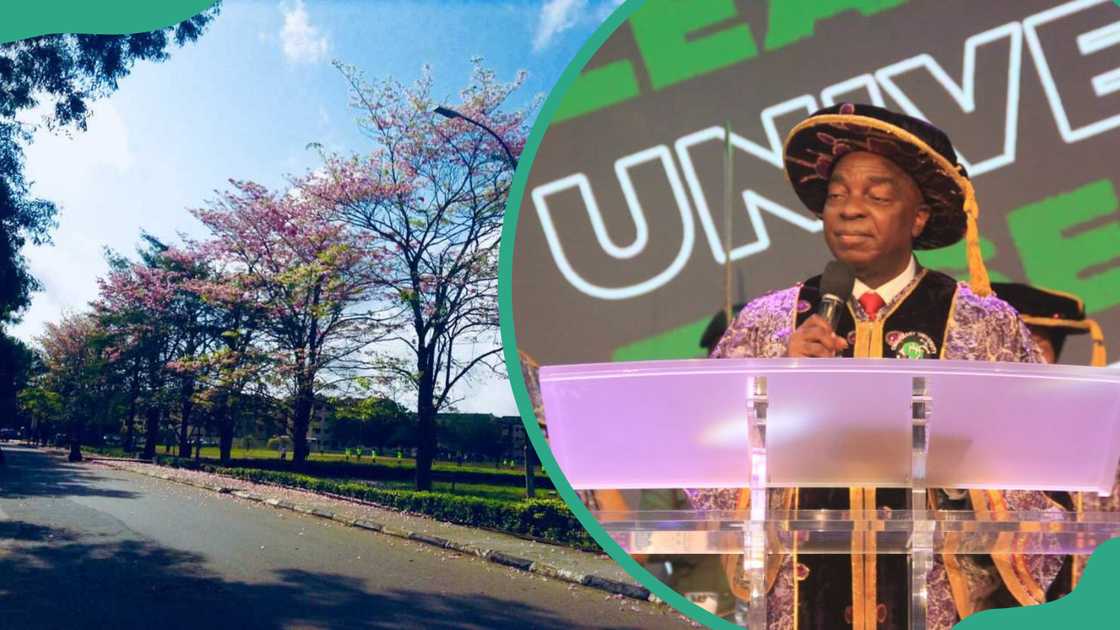 Covenant University pathway and a lecturer giving a speech Covenant University pathway and a lecturer giving a speech