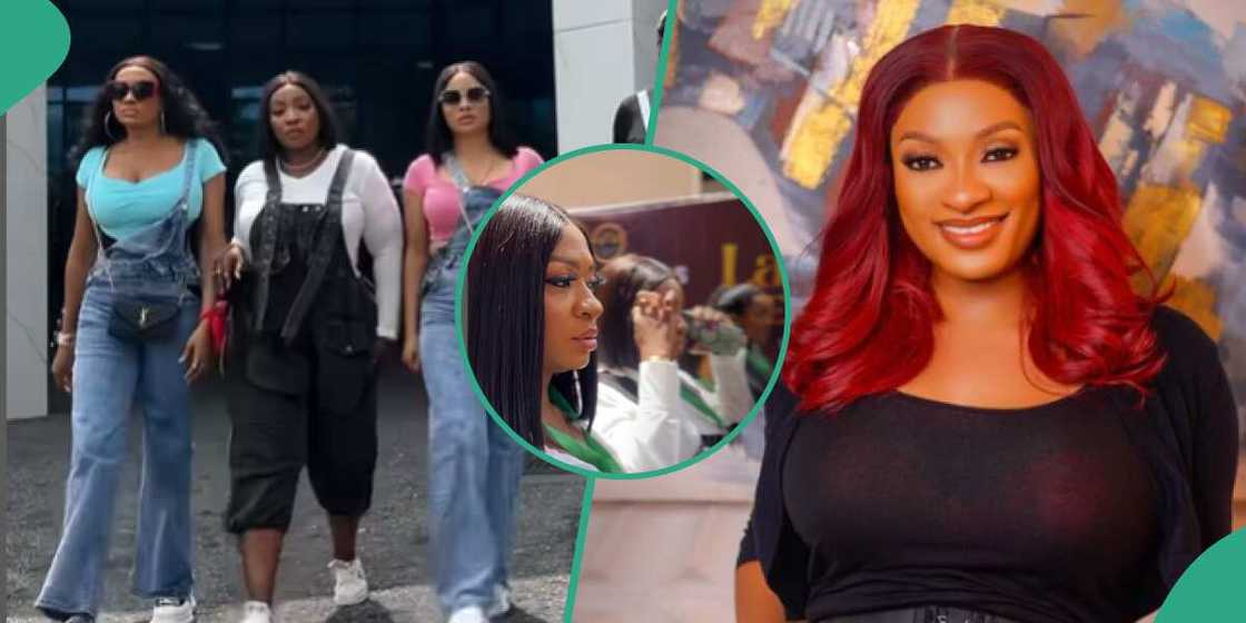 May Edochie and her friends catwalking at an event in Lagos May Edochie and her friends catwalking at an event in Lagos