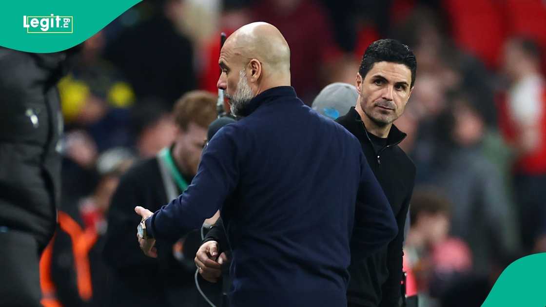 Pep Guardiola, Mikel Arteta, Premier League, Manchester City, Arsenal, Football.