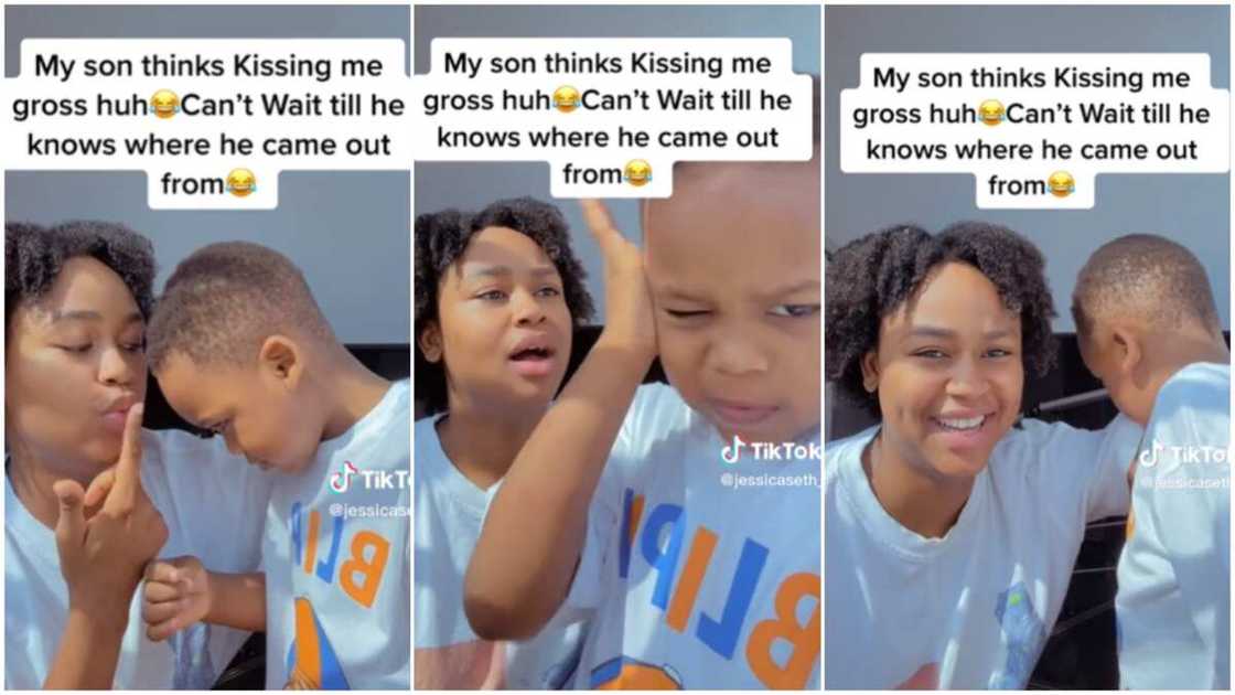 Affection in family/mother kissed her son. Affection in family/mother kissed her son.