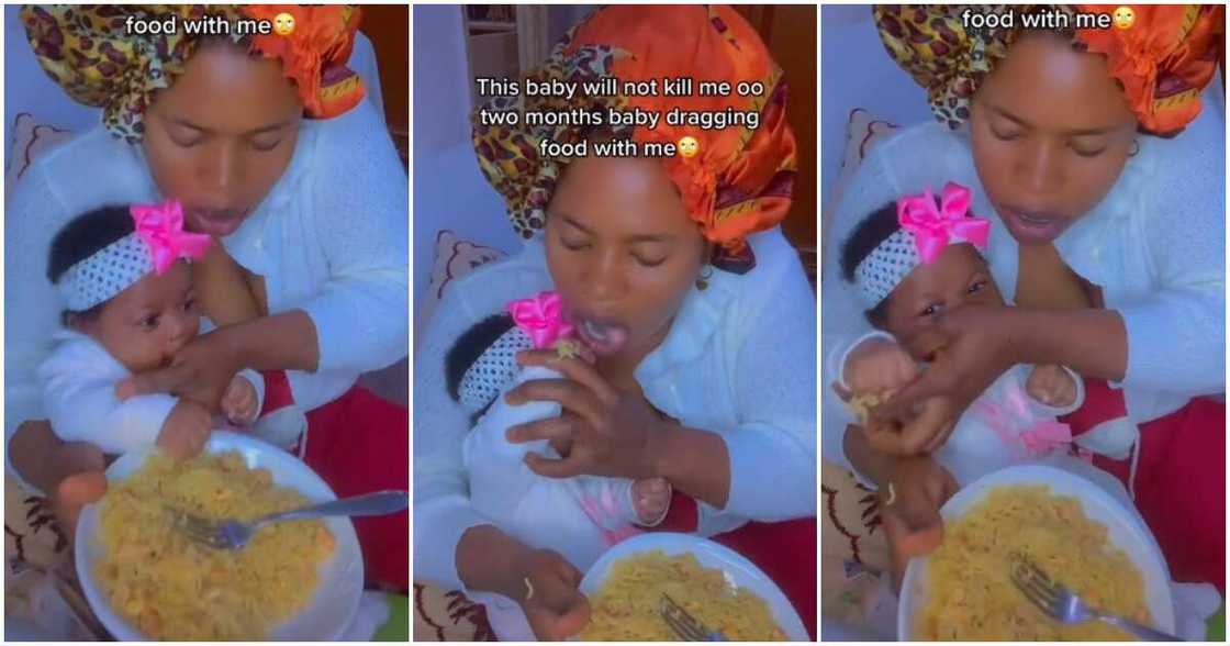 Baby's grip, mum and baby vide, baby drags food with mum, Nigerian mum drgas food with her baby Baby's grip, mum and baby vide, baby drags food with mum, Nigerian mum drgas food with her baby