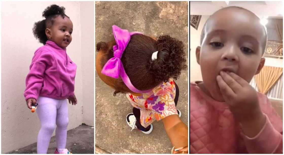Photos of a baby whose thick hair was shaved. Photos of a baby whose thick hair was shaved.