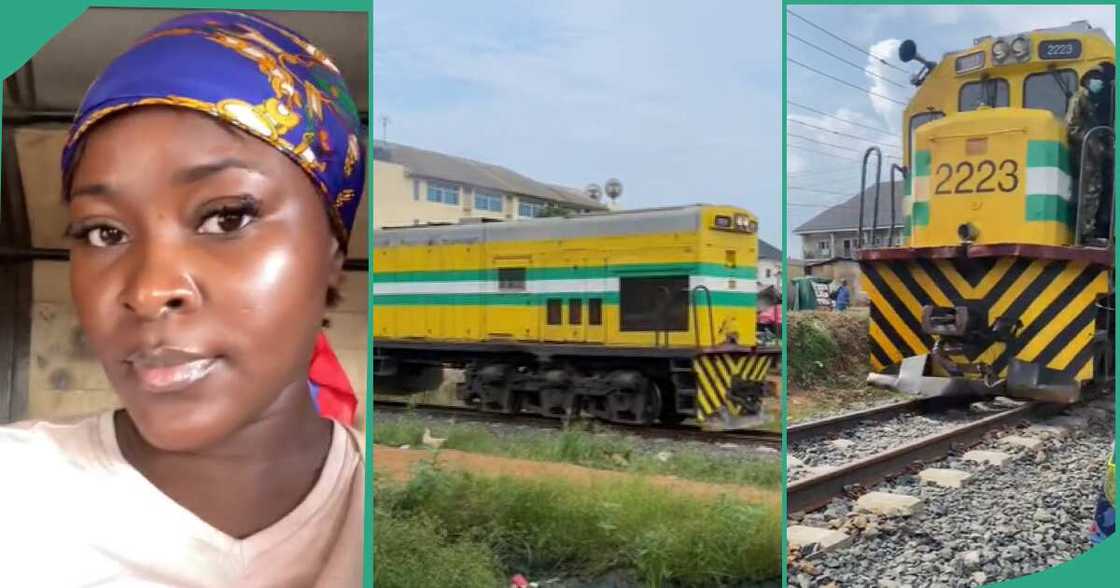 Lady travels by train to Aba.